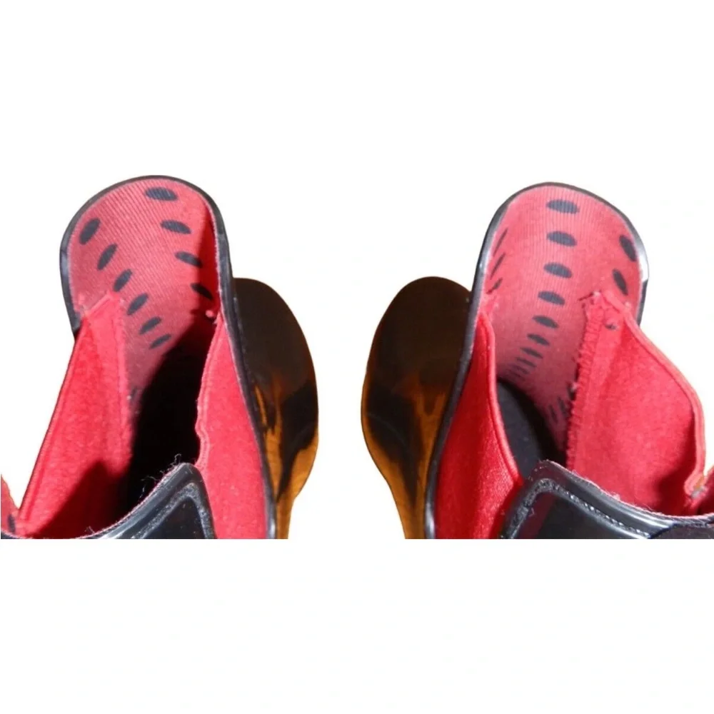 Men's Black Chelsea Rain Boots with Red Lining